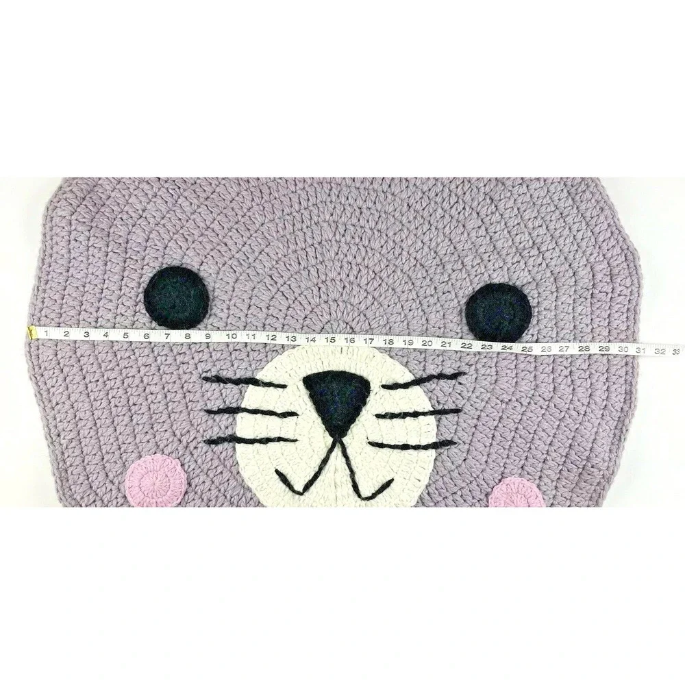 Handmade Crochet Small Area Rug Animal Mouse, Bunny, Bear, Play Rug Soft Nursery